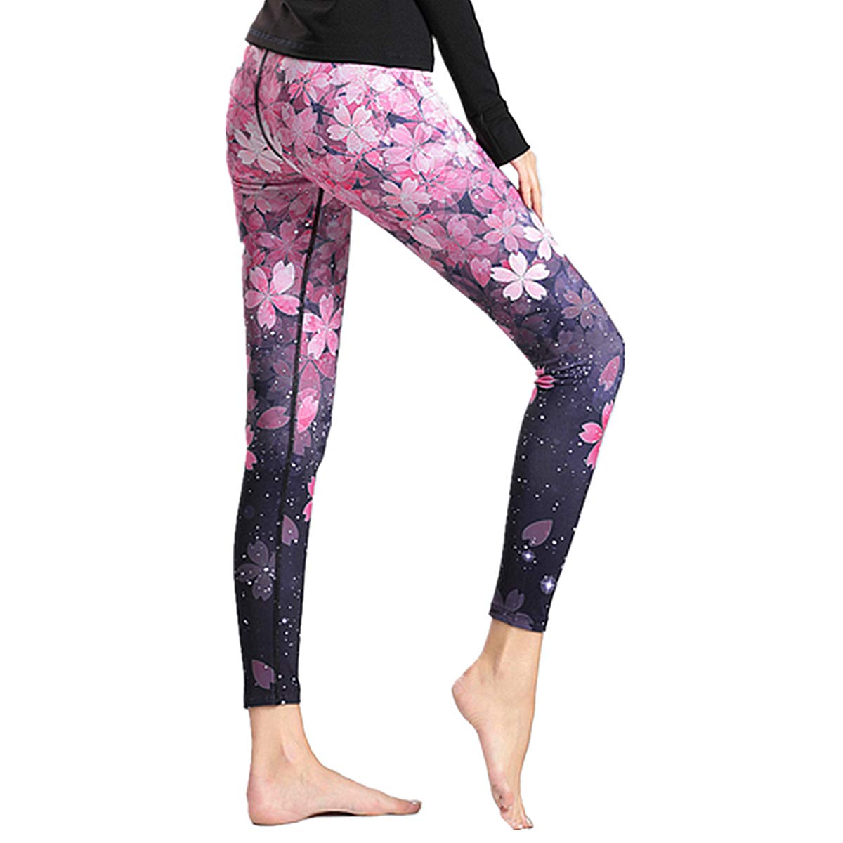 

SEMIYA Йога Укороченные Леггинсы Женские Зеленые с Японской Вишней, Быстросохнущие, Антибактериальные, Устойчивые к запаху, Эластичные, Подтягивающие ноги, Длина,