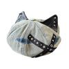 Soft Cotton Studded Cats Ear Hat Adjustable Head Size Vintage Unisex Beret For Theme Event Outfits