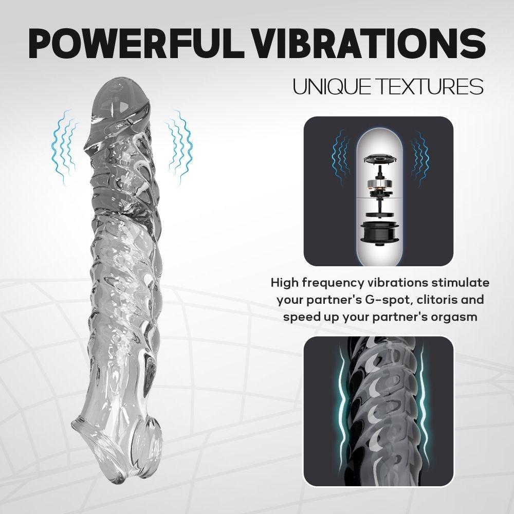 Penis Sleeve Extensions Condom Male Enlargement Delay Vibrators Clits Massager Cock Ring Vibrating Penis Cover Sex Toys For Men 18+
