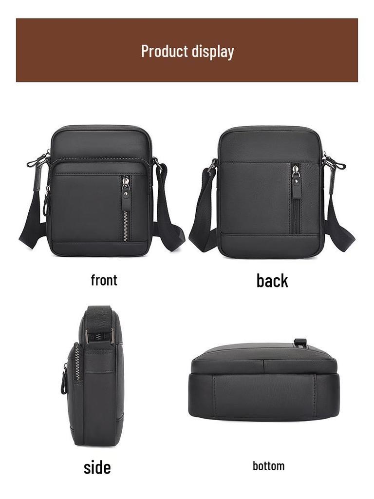 Jiameida Men's Genuine Leather Lightweight Messenger Bag - Casual Cowhide Shoulder Bag