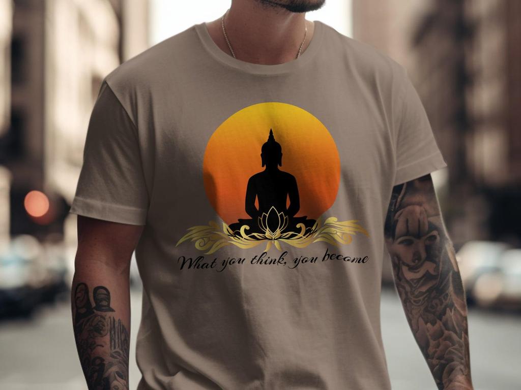Buddha Zen Meditation Tee: Faux Gold Lotus, Spiritual Quote, Yoga Lover Mindfulness Shirt
