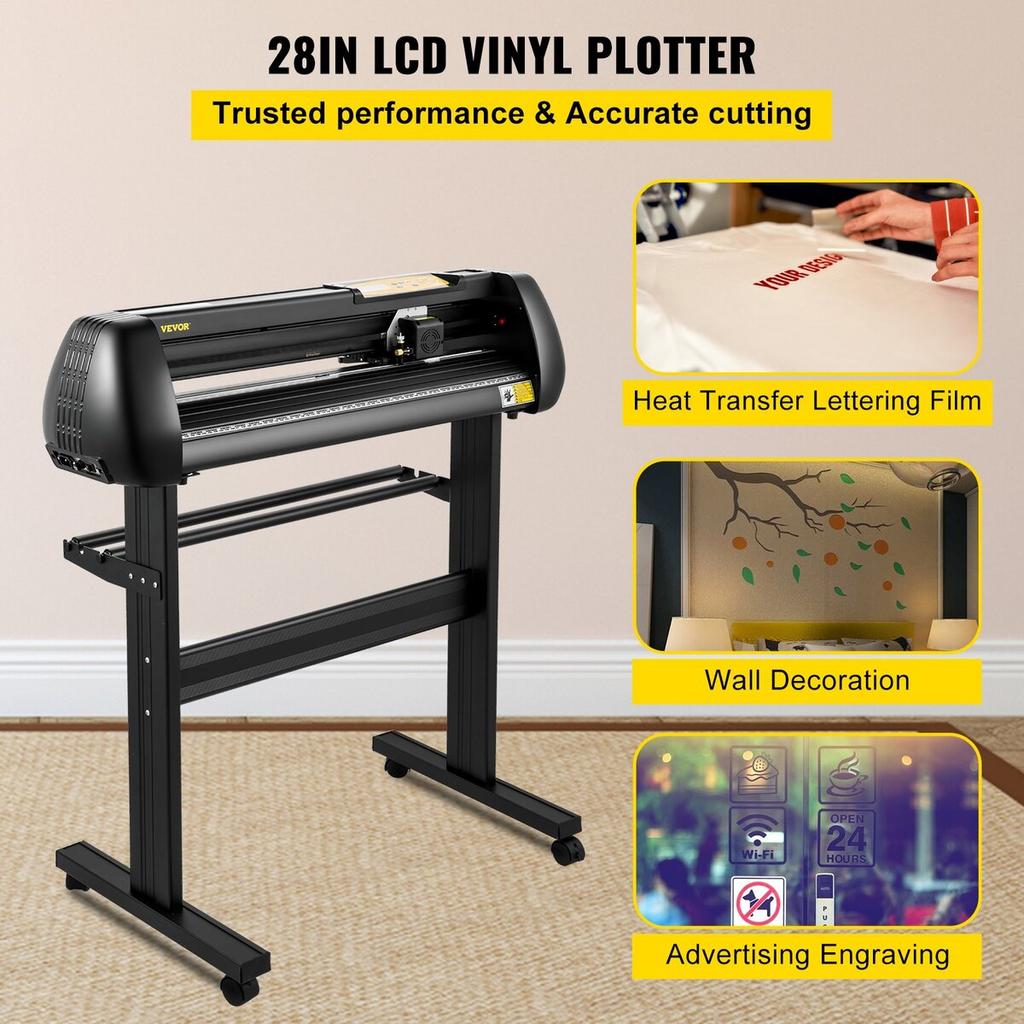 Vinyl Cutter Machine, 28-inch Cutting Plotter, Adjustable Speed and Force, DIY Cutting Machine Kit for Signs Banners Stickers with Floor Stand