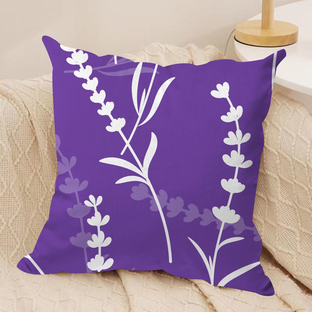 Lavender  Flowers Cushion Cover Soft Plush Throw Pillow Cover  DoubleSided Printed Cushion Case  Cozy Sofa  Home Decor