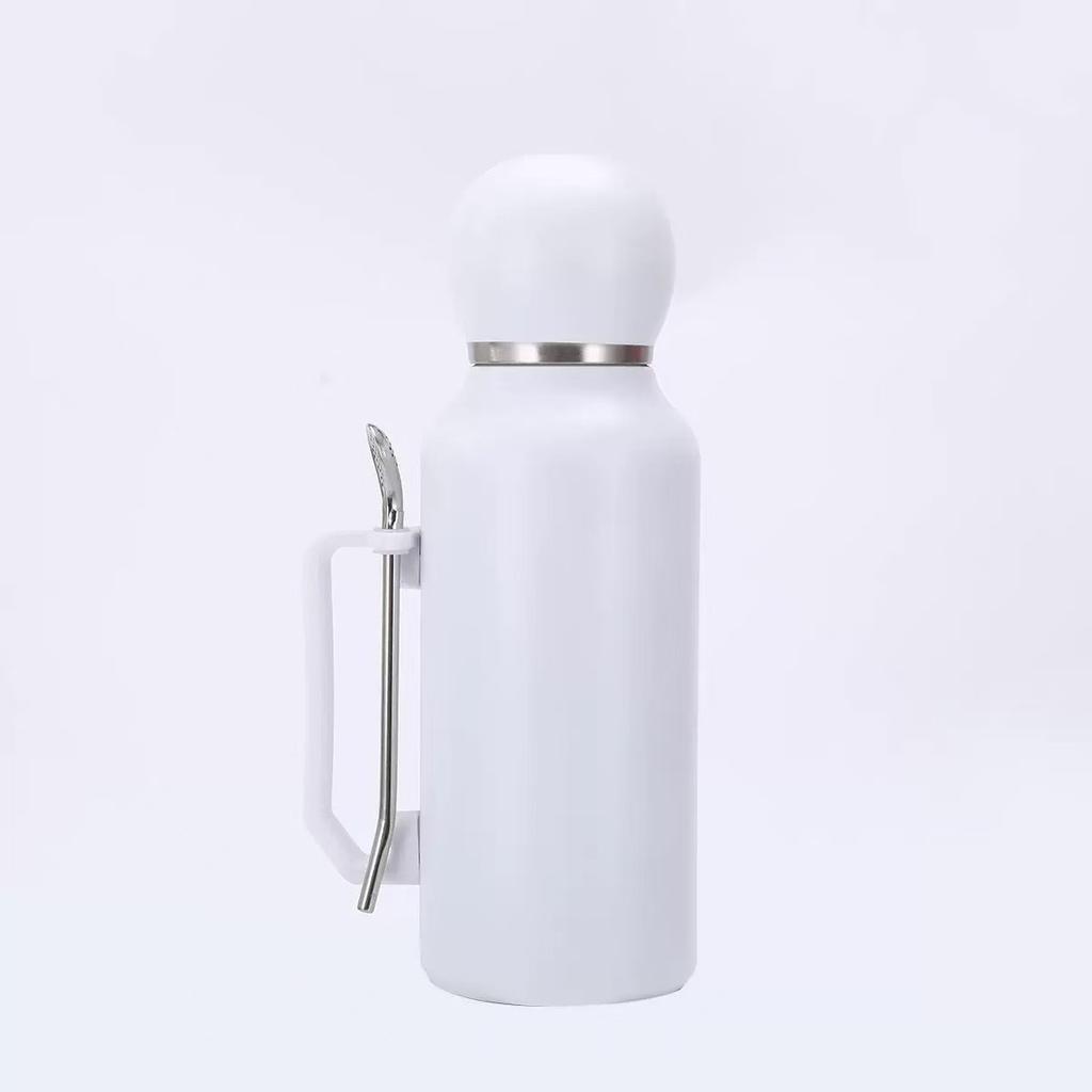 Water Bottle Stainless Steel Football Cup Outdoor Accompanying Sports Kettle Double Layer Thermos Cup with Handle