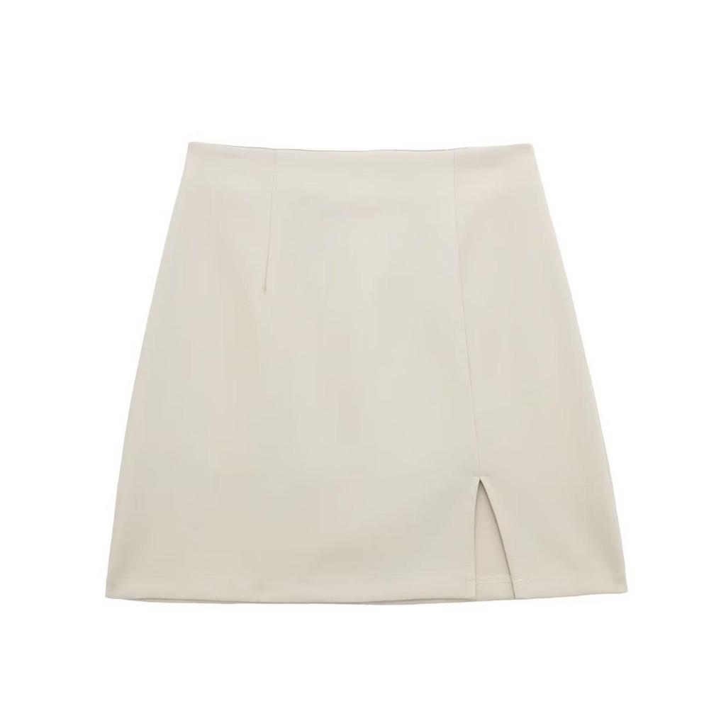 Otoño 2023 Skort de Cintura Alta Multicolor con Abertura en el Bajo para Mujer