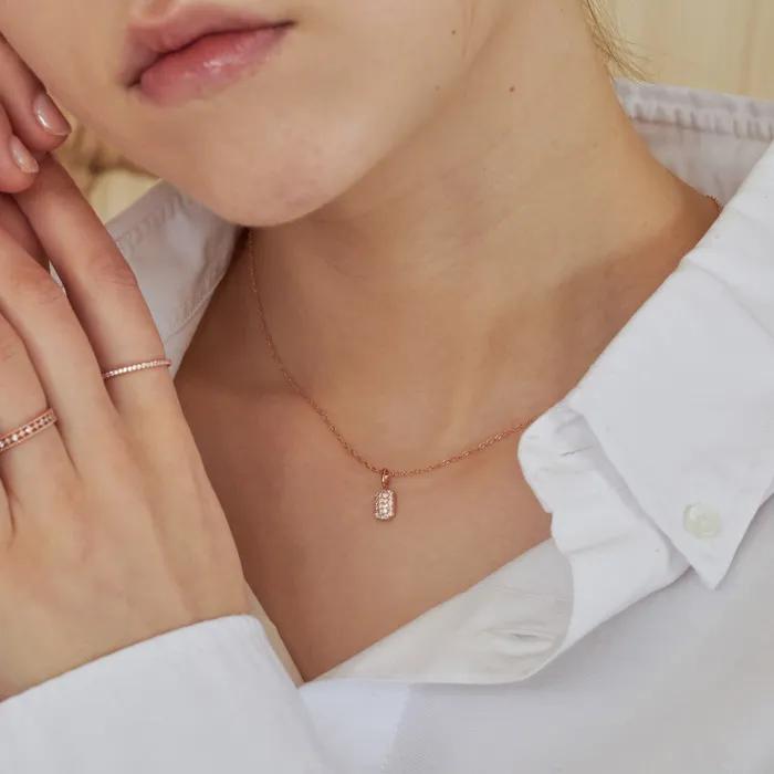 [14K Gold] Rosie Square Lab Diamond Pendant