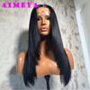 AIMEYA Layered Cut Wig Burgundy Lace Front Silky Straight Wig for Women Long Synthetic Lace Wigs Heat Resistant Fiber Daily Use