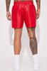 Men's Gym Biker Casual Summer Red Biker Leather Shorts Soft Lambskin Handmade