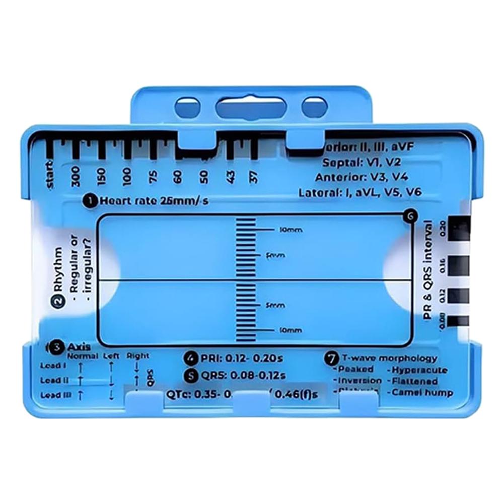 ECG 7 Step Ruler Plastic Ruler Measuring Tool Portable Pocket ECG EKG Card Ruler ECG Reference Guide for ECG/EKG Interpretation