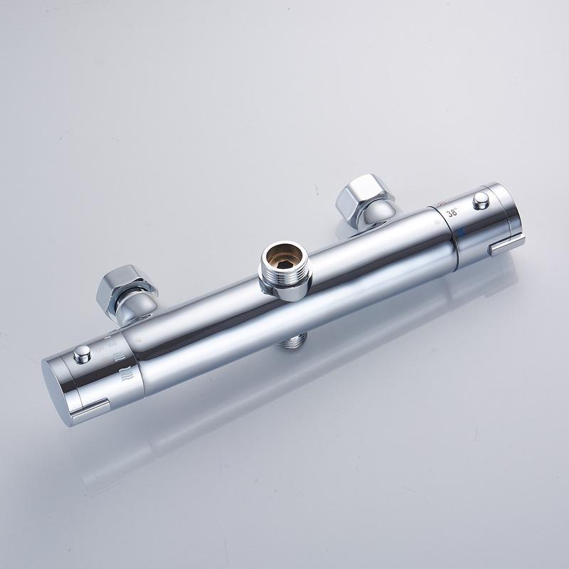 Copper Electric Water Heater Faucet with Solar Thermostatic Valve, Round Rod, Dual Water Outlet