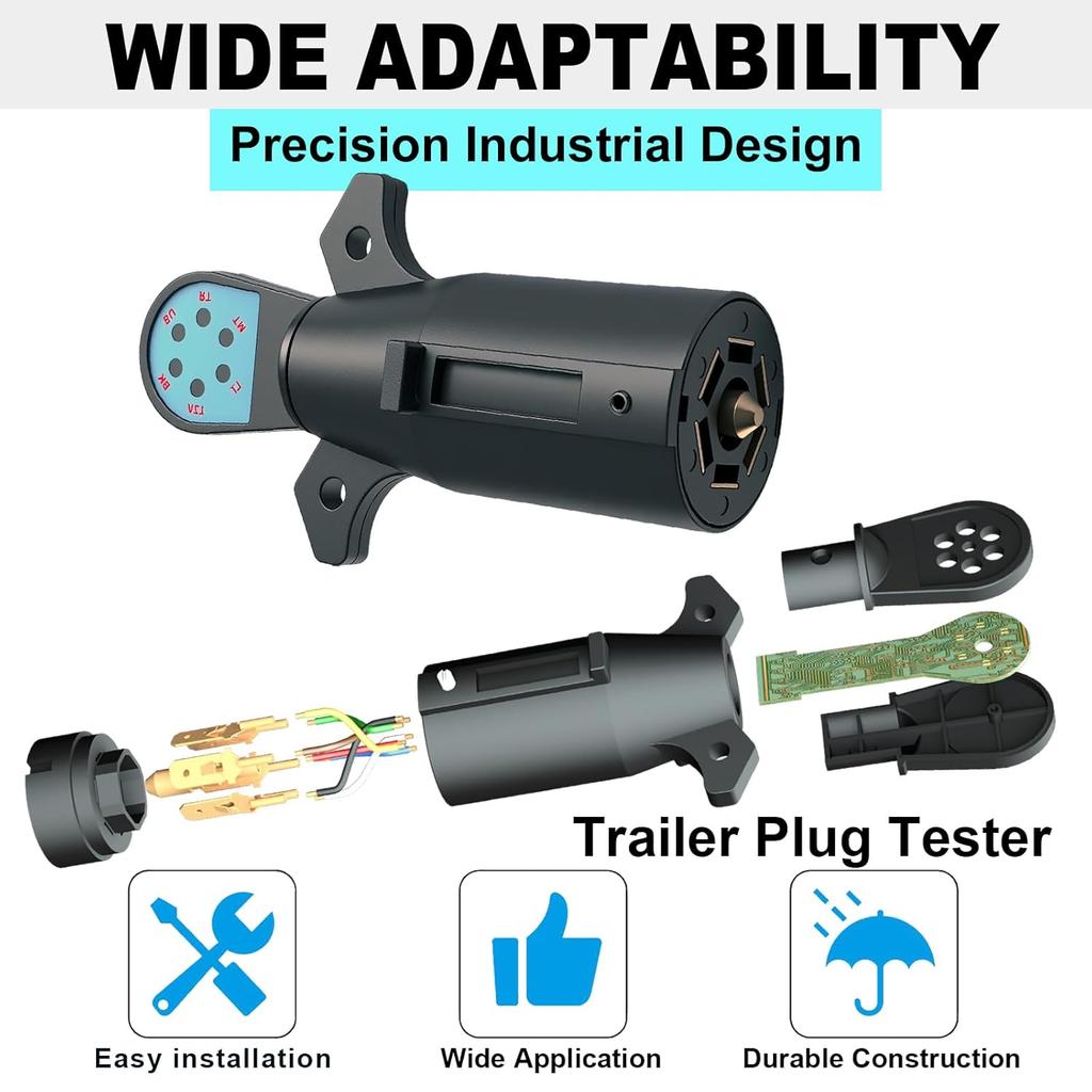 Trailer Light Tester 7 Pin Trailer Plug Tester, 7 Way Wiring Tester With LED Lights RV Connector Socket Circuit Tester