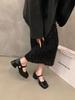 Fashion French High Heels Silver Temperament Mary Jane Single Shoes Women's Shoes New Summer Square Head Black Small Leather Shoes