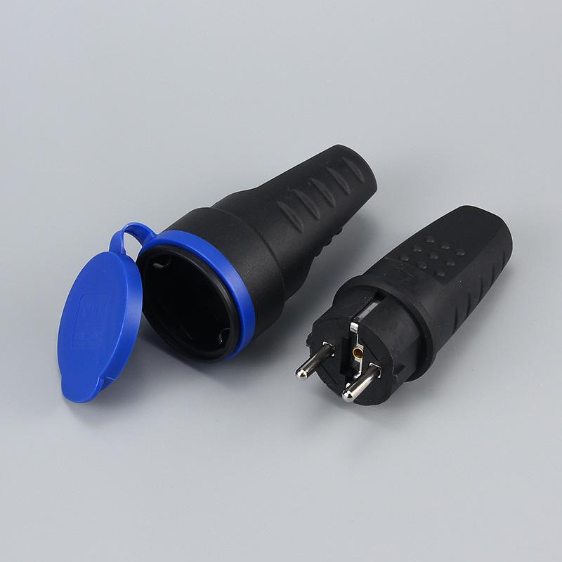 1388 Male Plug & 1389 Female Socket: Black IP44 Waterproof Euro Standard 16A Mating Set