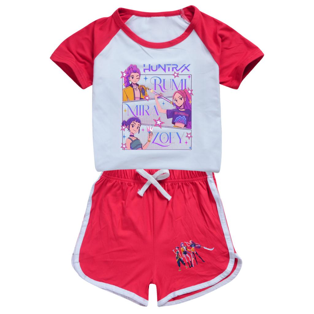 5021 Kids Girls POP Rumi Zoey Mira Print T-shirt Shorts Sport Tracksuit Clothes Set