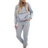 Women's Fashion Two-piece Solid Color Long-sleeved Sweatshirt Trousers Casual Set