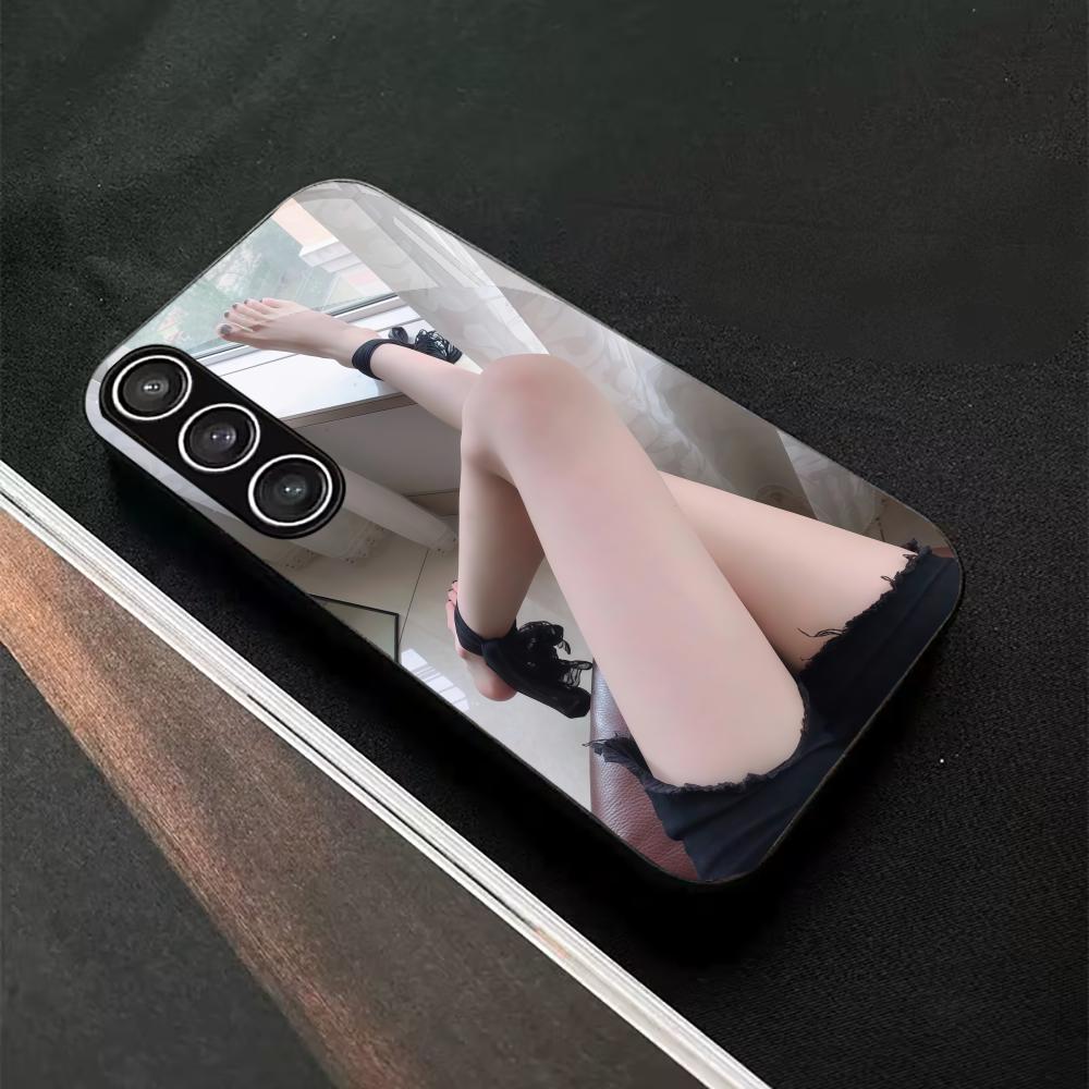 Female Beautiful Legs Sexy PhoneCase Glass PhoneCase for Samsung Galaxy S26 S25 S24 S23 S22 S21 FE,Ultra,Plus Dropresistant