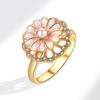 Luxury Rhinestone Flower Rotating Stress Relief Ring Fashionable Open Adjustable Band For Women
