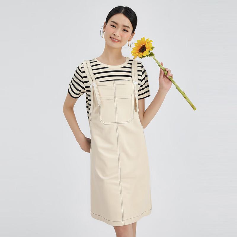 Faux Two-Piece Patchwork Short-Sleeve Casual Dress