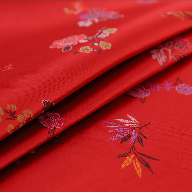 100*90cm Rayon Brocade Fabric For Sew Chinese Red Tang Suit Cheongsam Sheet Dress Costume Silk Like Damask Jacquard Satin Fabric