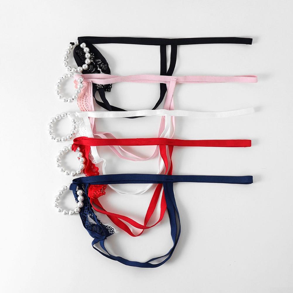 Męskie seksowne przezroczyste koronkowe stringi z odkrytymi plecami i bez krocza