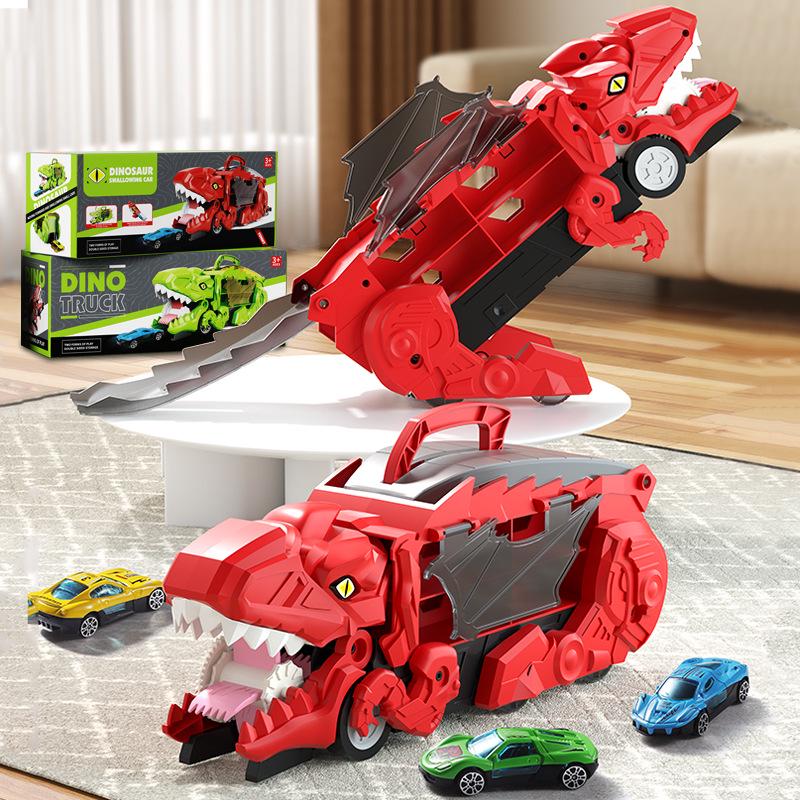 3-in-1 Transforming Dinosaur Toy Car Set for Kids Aged 3-5 with Mini Car Storage