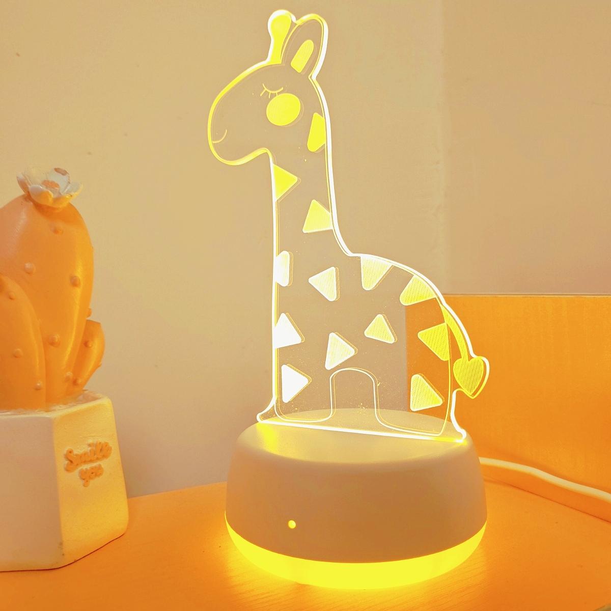 

USB powered 3D Giraffe Night Light - Warm White, perfect for bedroom decoration, parties, birthdays, and holiday gifts. WHITE жёлтый