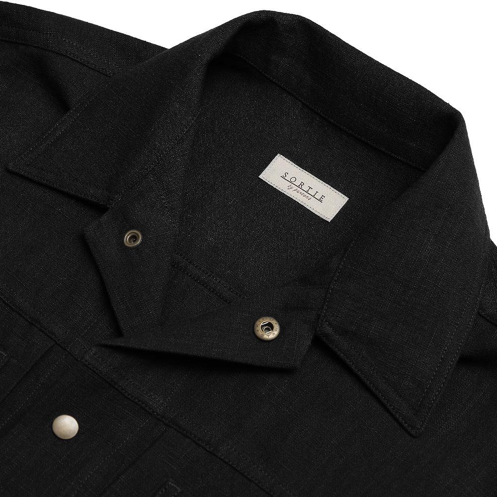 Sortie Type-2 Linen Trucker Jacket (Black)