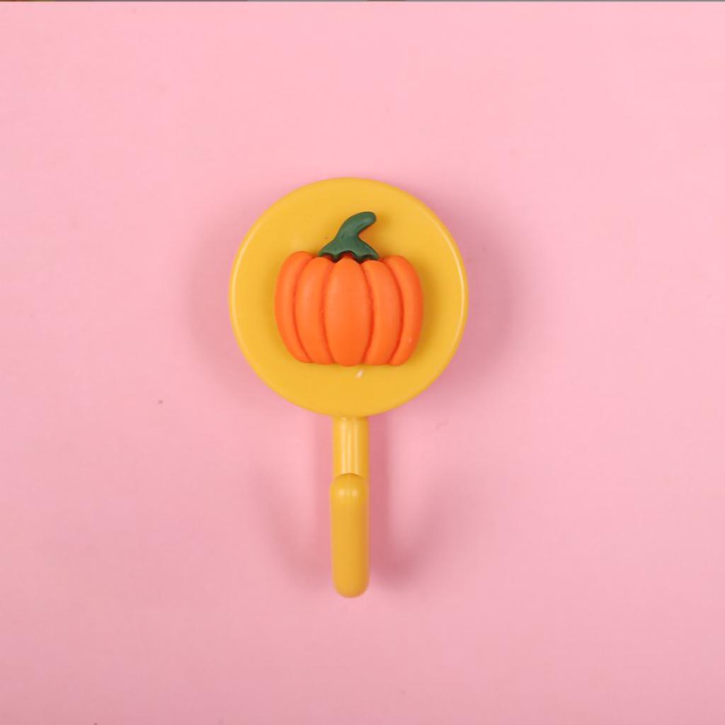 Adhesive Hooks Cute Cartoon Style Premium Plastic Eco Friendly Durable Adhesive Wall HooksPumpkin