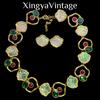Vintage Heavy Industry Color Contrasting Jelly Glass Shell Pearl Necklace Bracelet Earnail Set New Style