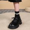 Classic Pumps for Women Lace Up Hoof Mid Heels Round Toe Oxford Shoes Woman Solid Leather Platform Shoes Pumps