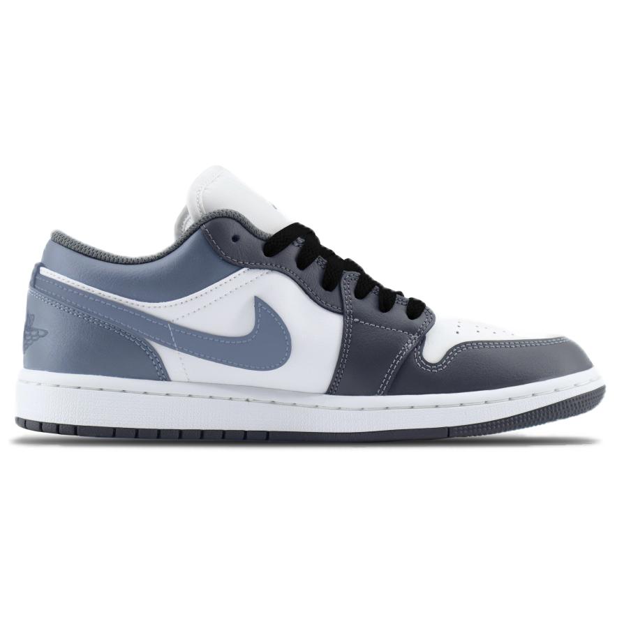 Jordan Air Jordan 1 Resistente a la abrasión Resistente a la abrasión Zapatillas de baloncesto de caña baja Vintage Unisex Gris claro Azul 553558-044(Equipo1020-)