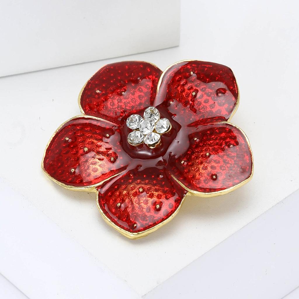 Stylish Simple Alloy Enamel Poppy Brooch Versatile Creative Women'S Clothing Brooch Ornament Pin