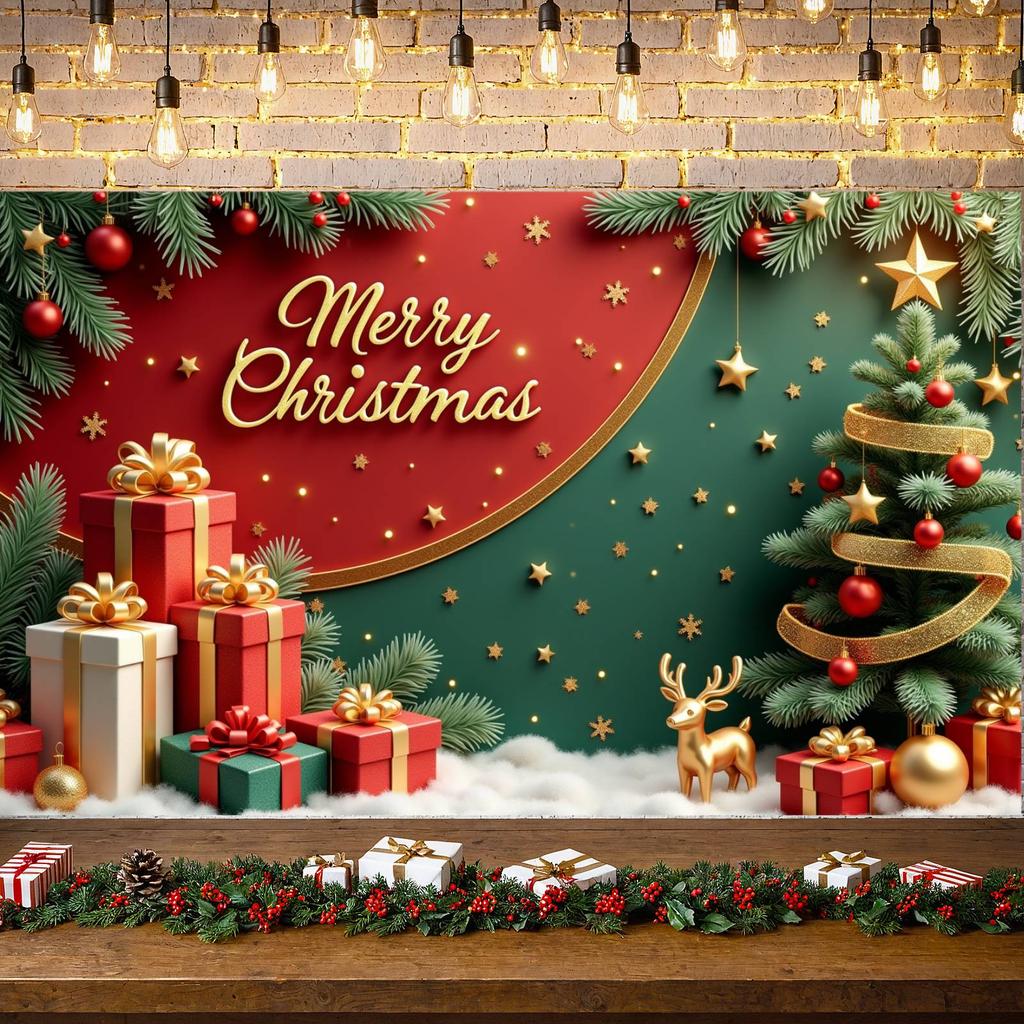 Festive Season Background Reindeer Ornament Xmas Event Banner Holiday Party Display Snowflake Pattern Merry Christmas Banner