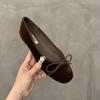 Fashion SUOJIALUN Autumn Women Flat Shoes Fashion Bow-knot Round Toe Shallow Slip On Ladies Boat Shoes Soft Flat Heel Dress Ballerinas S