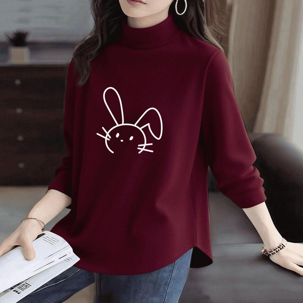 Cozy Fleece-Lined Slim-Fit Long-Sleeve T-Shirt with Half-High Collar - Perfect for Autumn and Winter