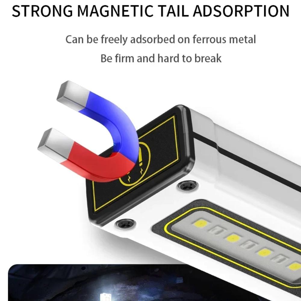 Dual Light Source LED Flashlight USB Rechargeable Work Light Built-in Battery Portable LED Torch for Emergency Camping Household