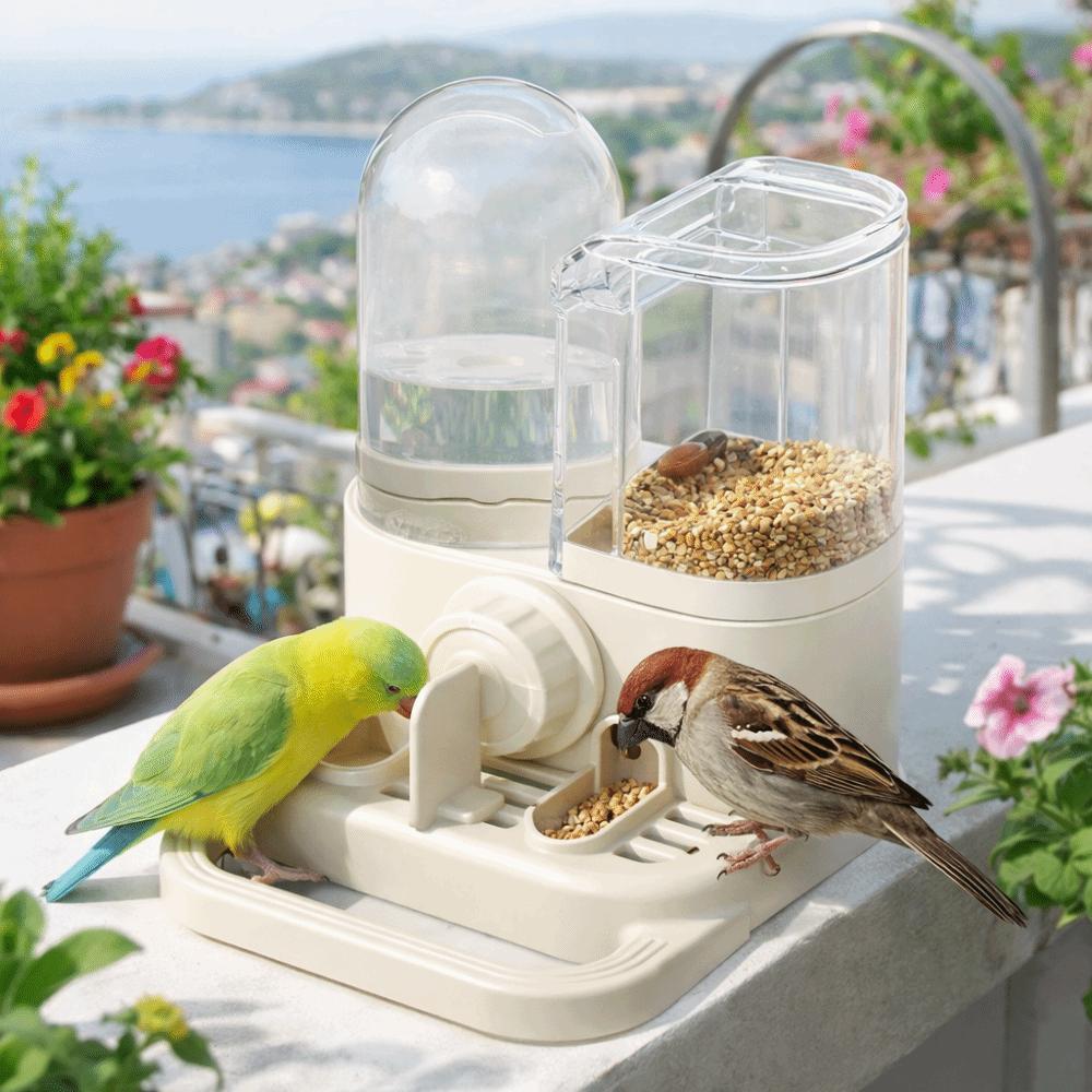 Large Capacity Automatic Bird Feeder No Spill Bird Drinker Bird Food Container  Indoor