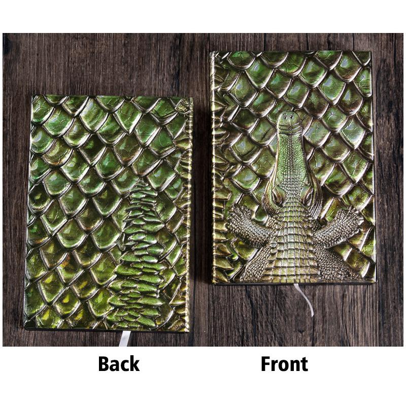

A5 Notebook,Crocodile Embossed Retro Hardcover Leather Cover,100 Sheets Per Book,Horizontal Lines Inside,Office And Study Diary A5