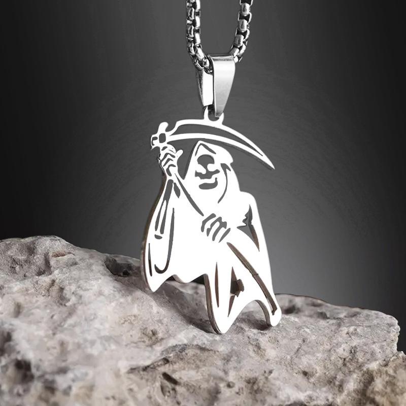 Серия Хэллоуин Подвеска Череп Жнеца Аксессуары Подвеска Жнец с Косой Ожерелье Мужское Титановое Стальное Ожерелье