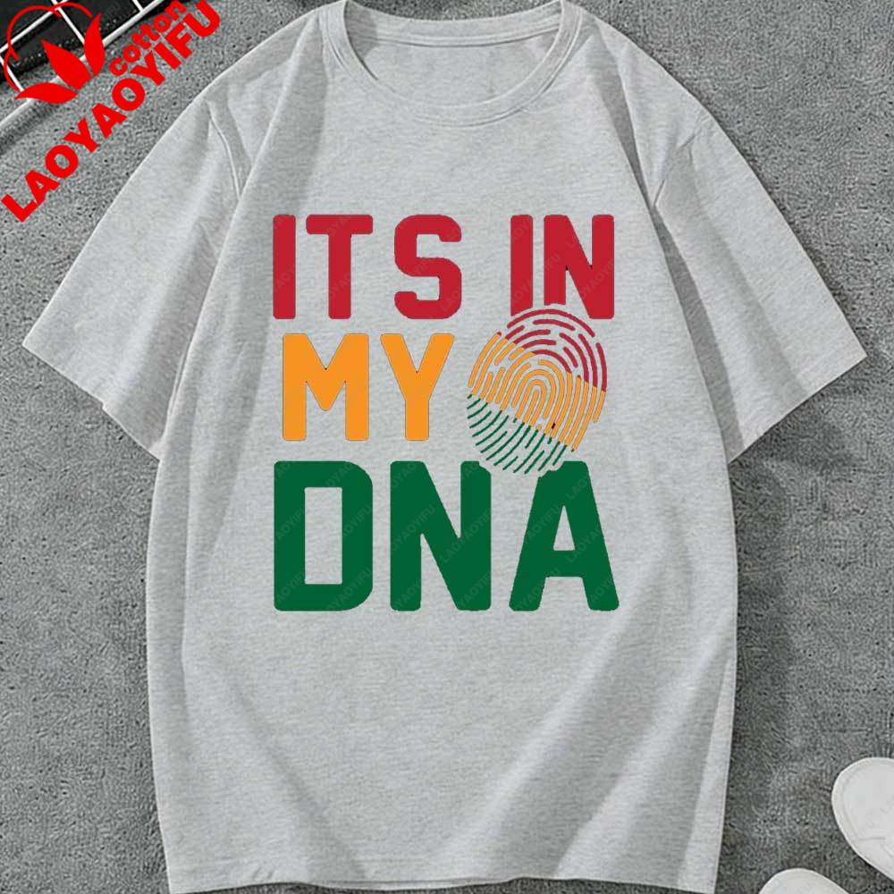 Juneteenth Es liegt in meiner DNA T-Shirt für Unisex Damen Afrikanischer Fingerabdruck Grafik T-Shirt Kurzarm Baumwoll Tops für den Juneteenth Feiertag