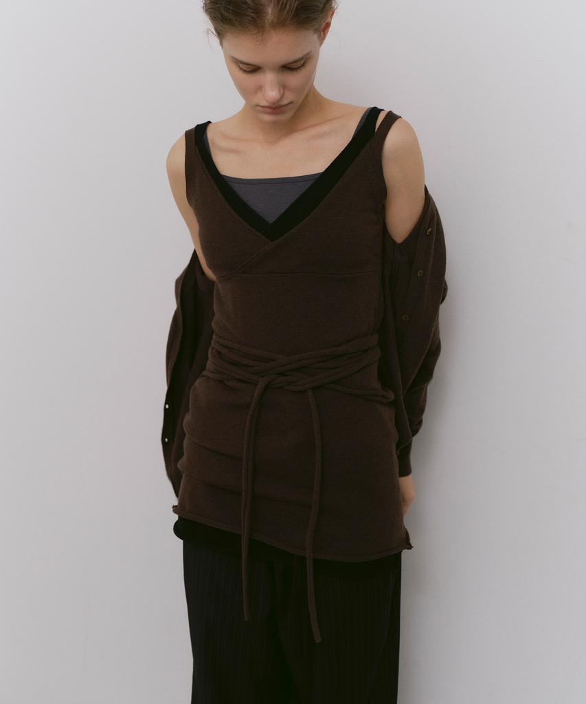 CACELE Raw Cut Strap Dress, Brown