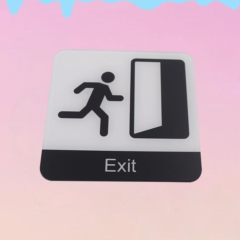 Pop Black Acrylic Creative Signage Exit Sign Wall Label Sticker Reminder Badge for Shopping Malls Cinemas Office Buildings Industrial Schools Hospital