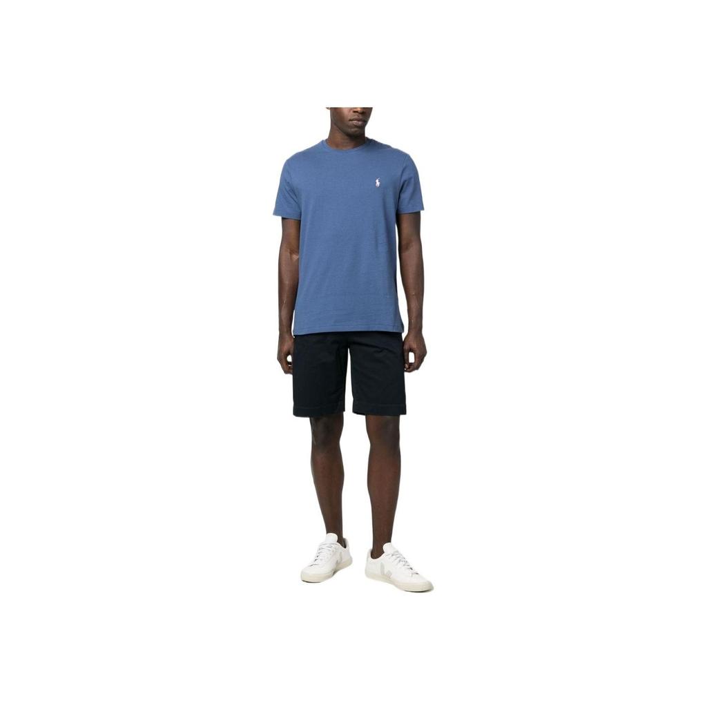Polo Ralph Lauren SS23 Logo Embroidered Cotton Short Sleeve T-Shirt Men Tops Dark-Gray Blue 710671438-310