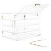 Bakery Display Case, 4-Tier Commercial Countertop Pastry Display Case, Clear Acrylic Bread Box for Kitchen, Party Cake Cabinet with Magnetic Rear Door
