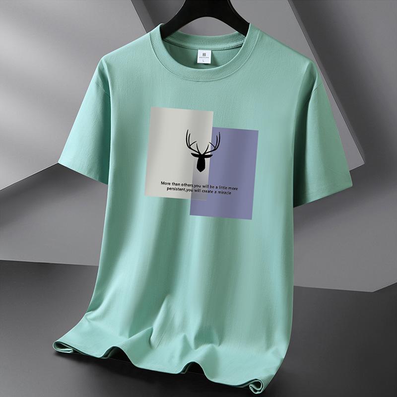 

Мужская модная футболка с короткими рукавами с рогами, футболка из чистого хлопка, S-6XL S светло-зеленый