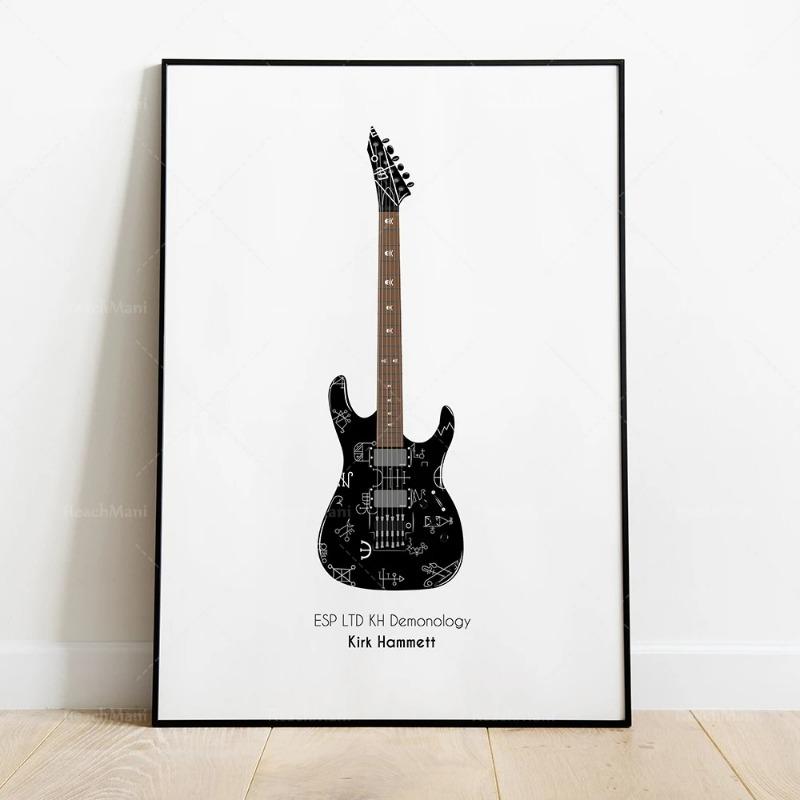 Picture Canvas Printing Electric Guitar Wall Art Poster Living Room Decoration Minimalist Poster of Band Guitar Without Frame