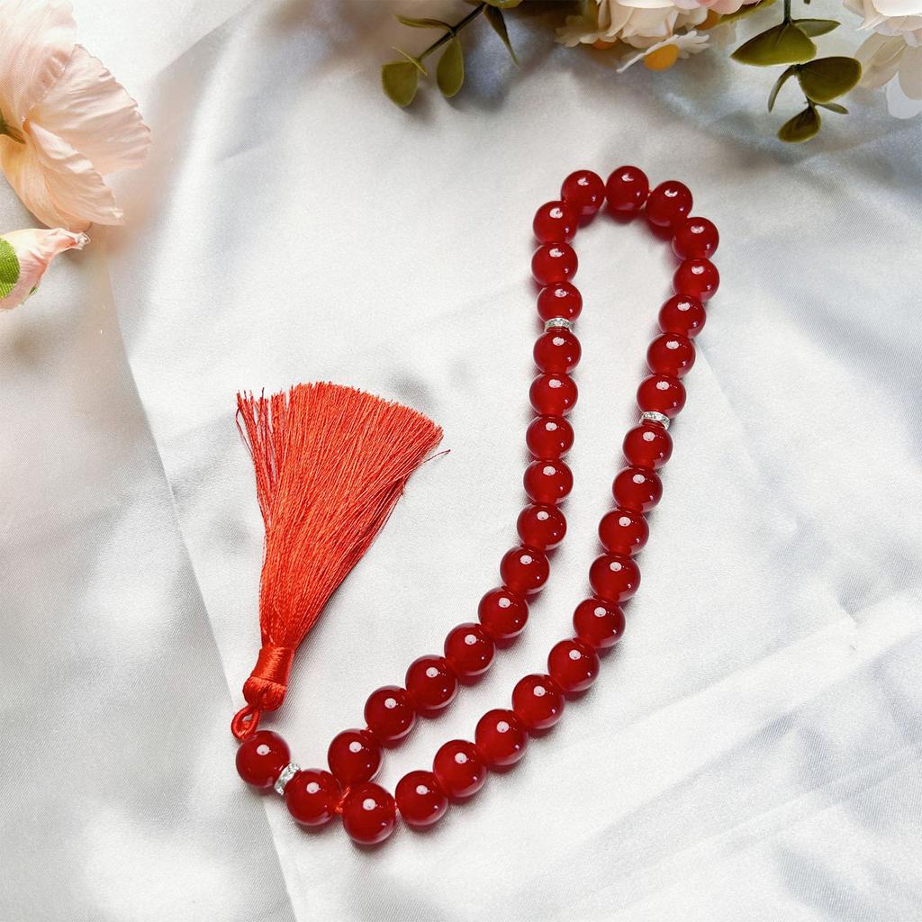 Glass Beads Bracelet Rosary Beads and Fringe Pendants for Prayer Meditations Elegant Glass Grains Rosary Beads