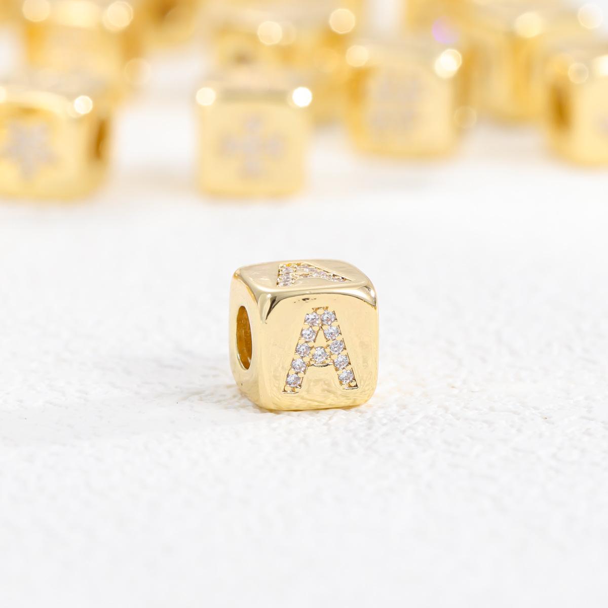 Chic Mini Cube Alphabet Letter Necklace Personality Stylish Zircon Initial Stainless Steel 18K Gold Plated Clavicle Chain Choker