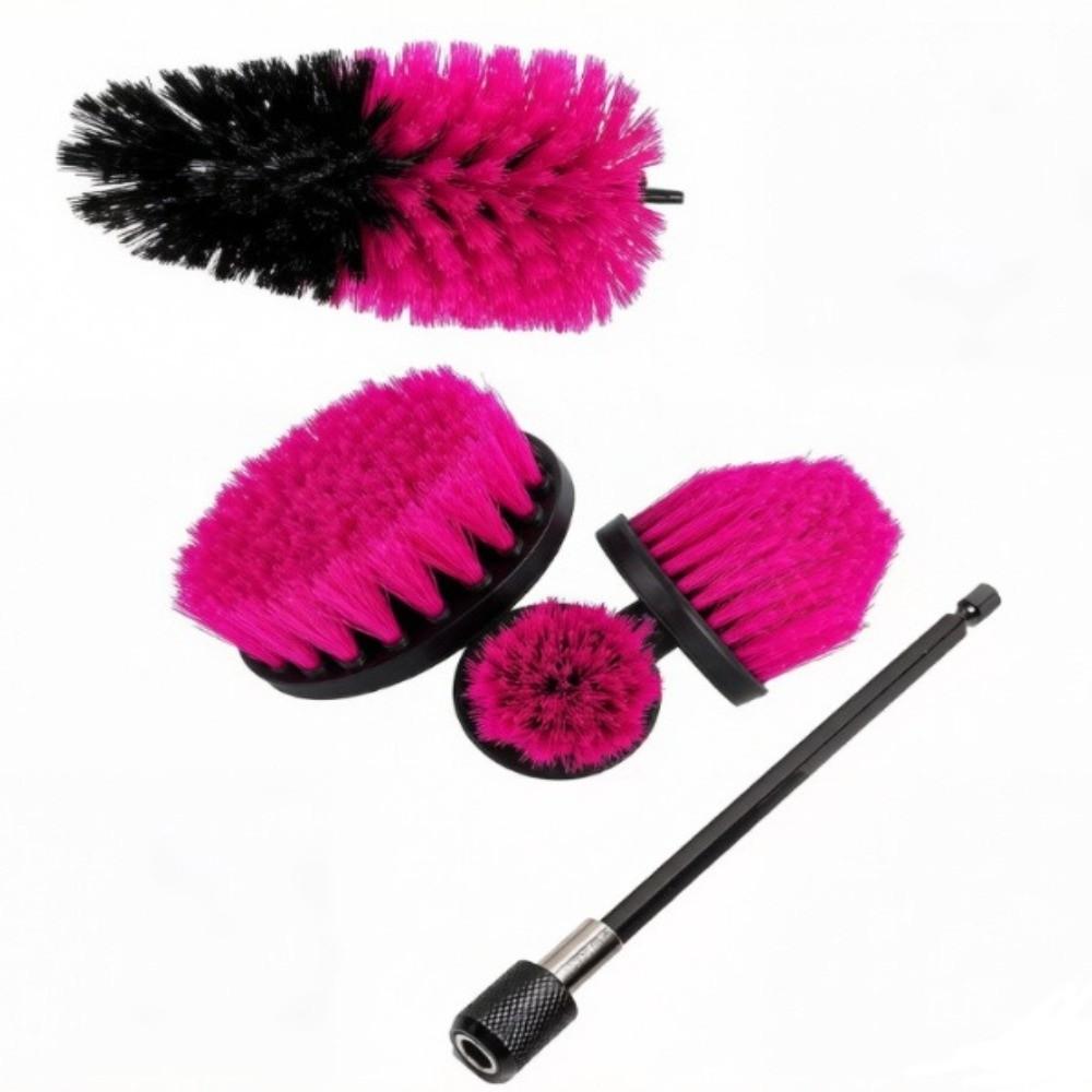 5Pcs Extension Rod Power Scrubber Brush Kit Nylon Bristles Cleaning Brush Attachment Floor Cleaning