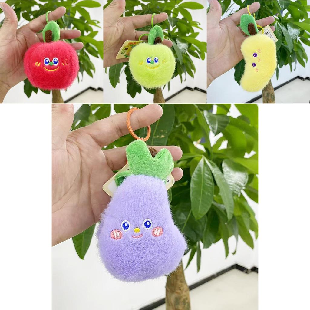 Adorable Plush Fruit Toy Collection Including Watermelon Apple And Strawberry Doll Keychain